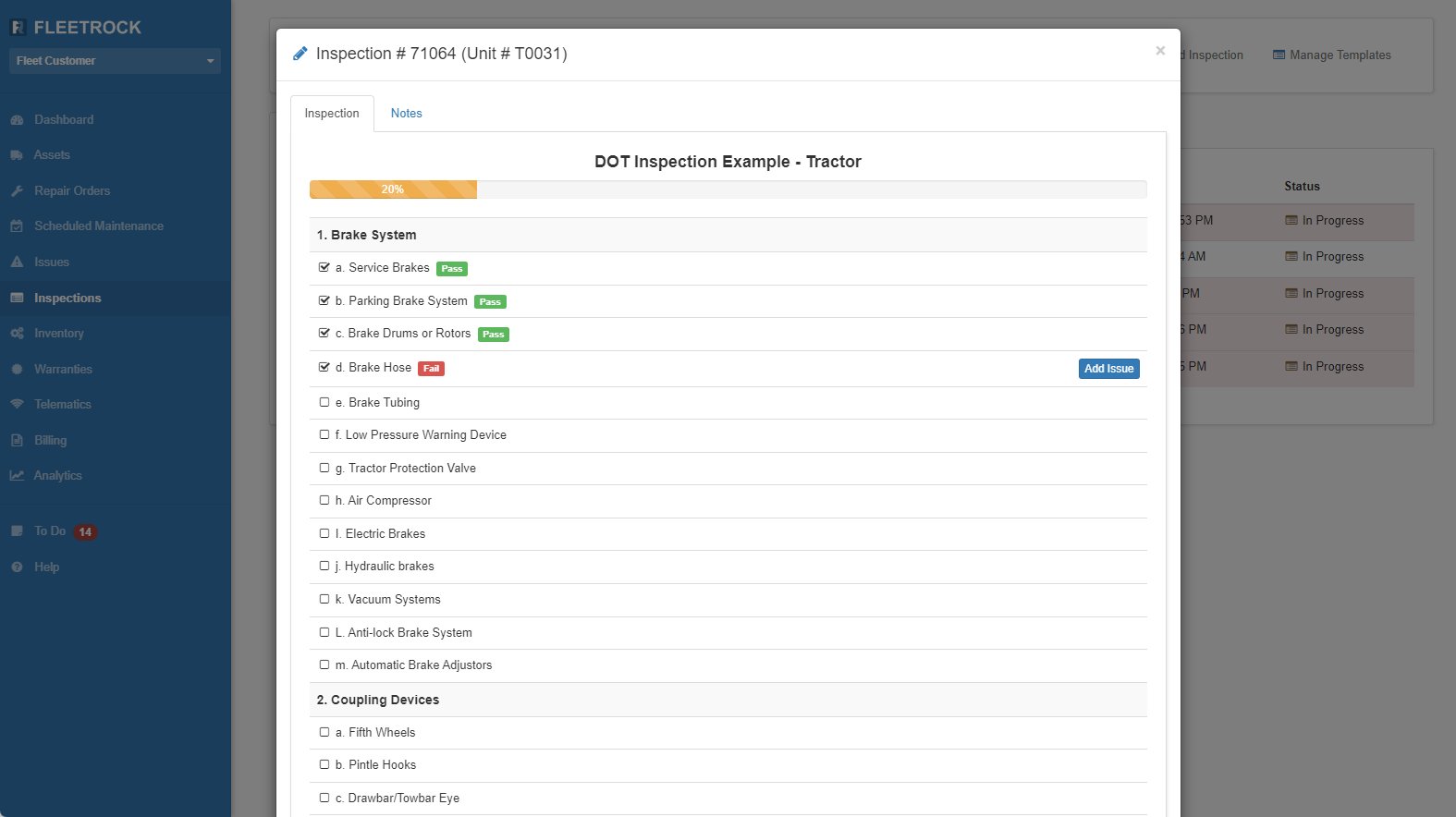 Vehicle Inspection Software Screenshot